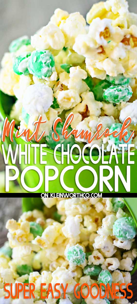 Minty Shamrock M&M Popcorn