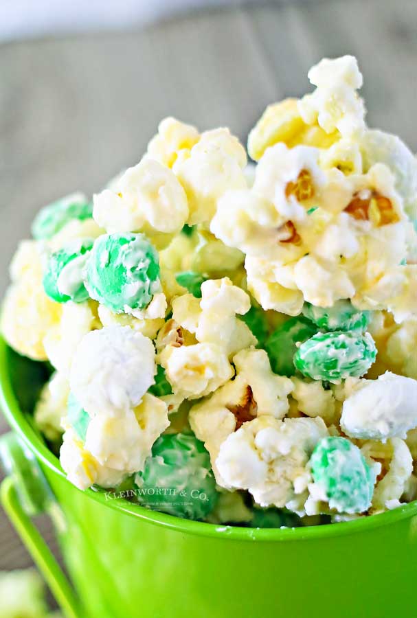 White Chocolate Popcorn {Packed with M&Ms}