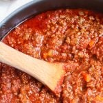 Homemade pasta sauce with beef