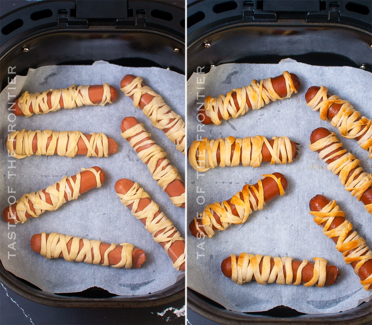 how to make Mummy Dogs in the air fryer