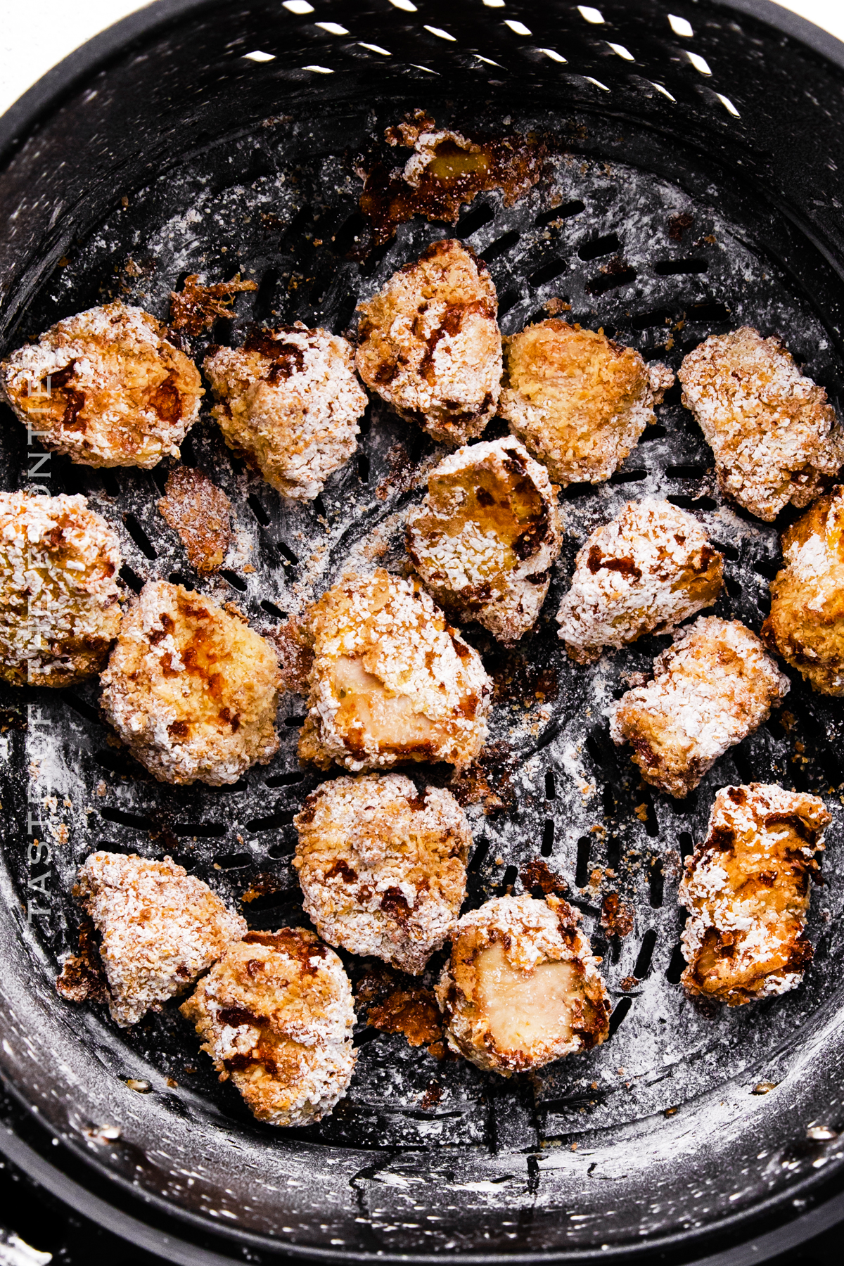 coated chicken pieces in the air fryer