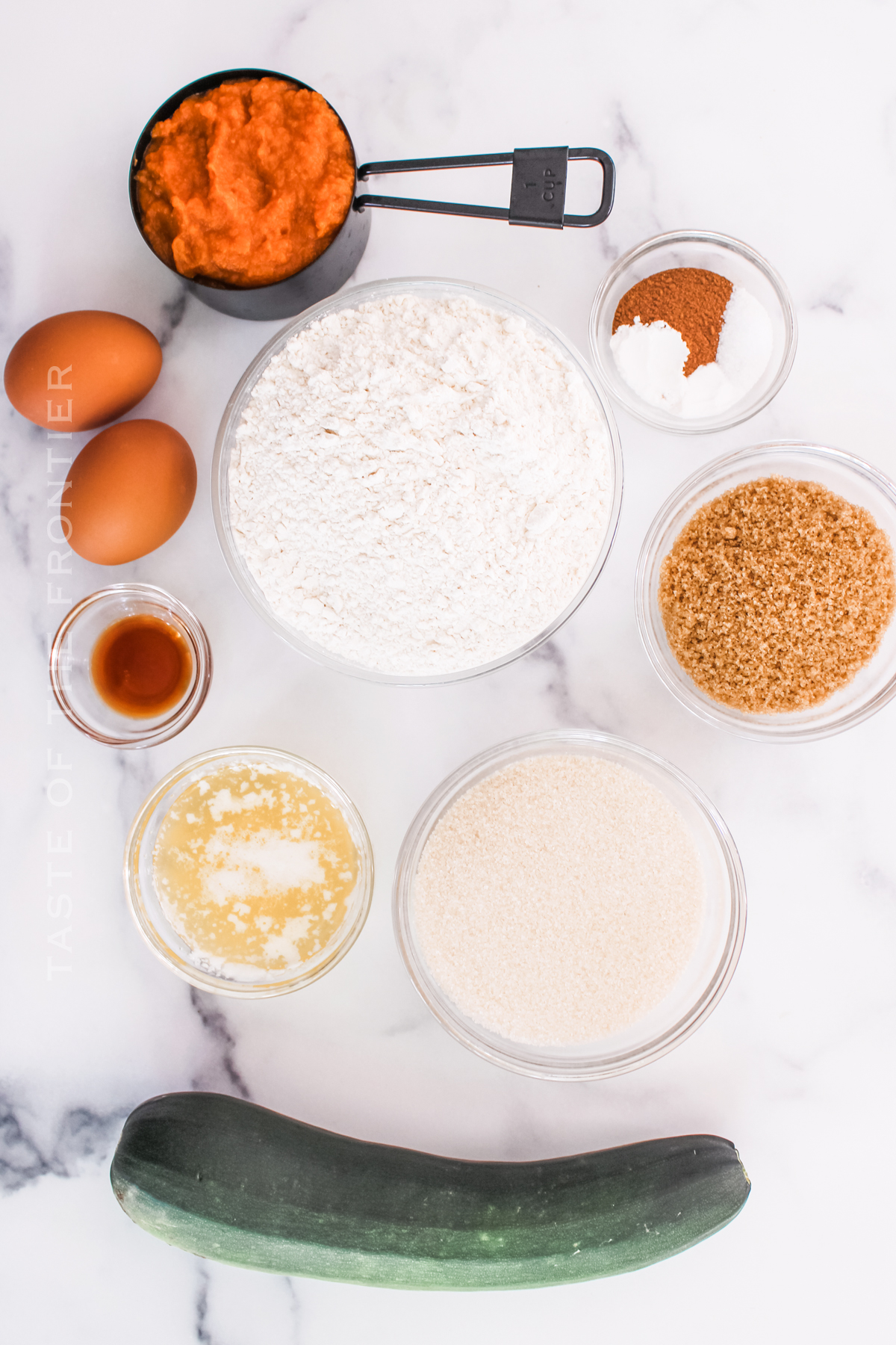 ingredients for Pumpkin Zucchini Muffins