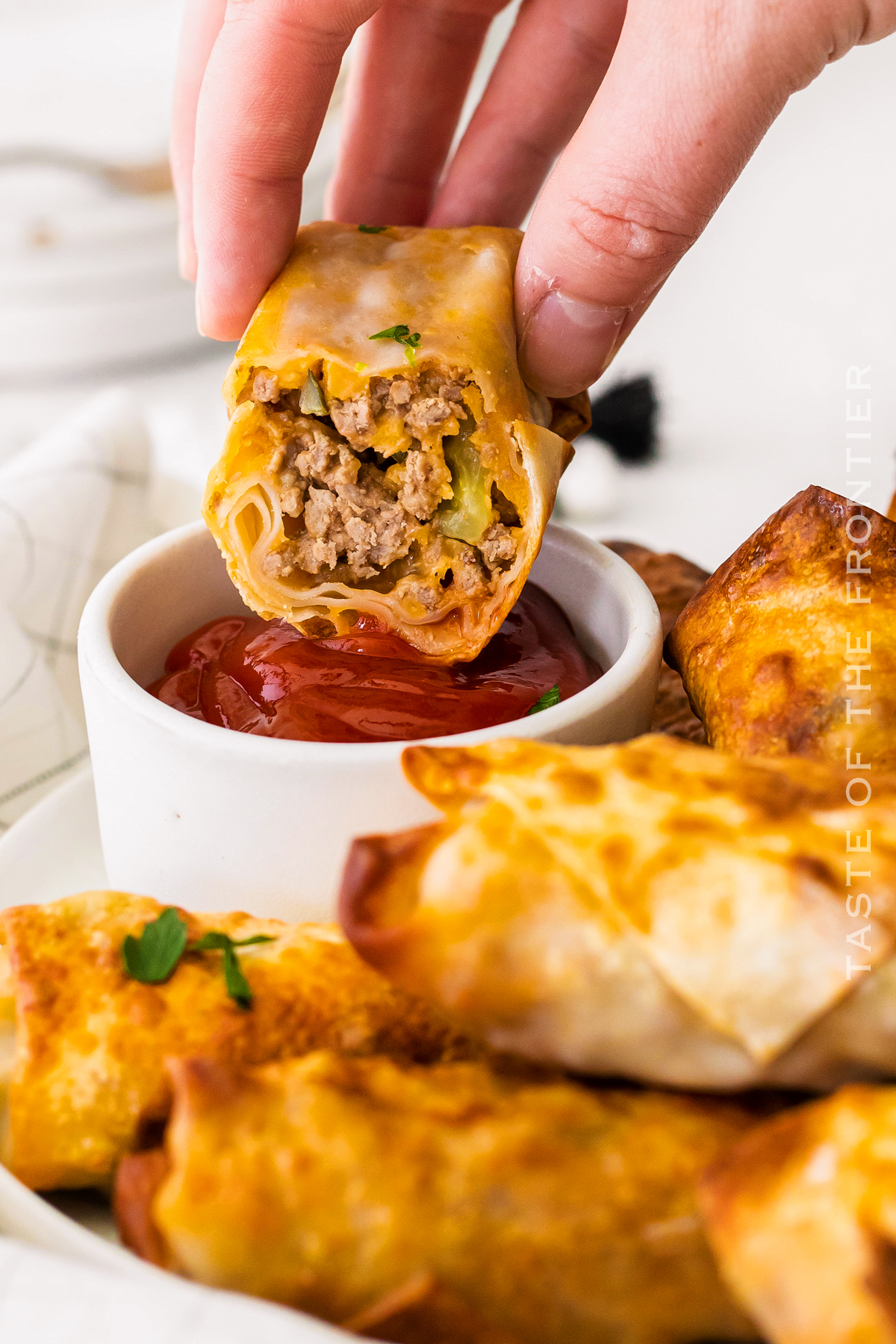 Air Fryer Cheeseburger Egg Rolls