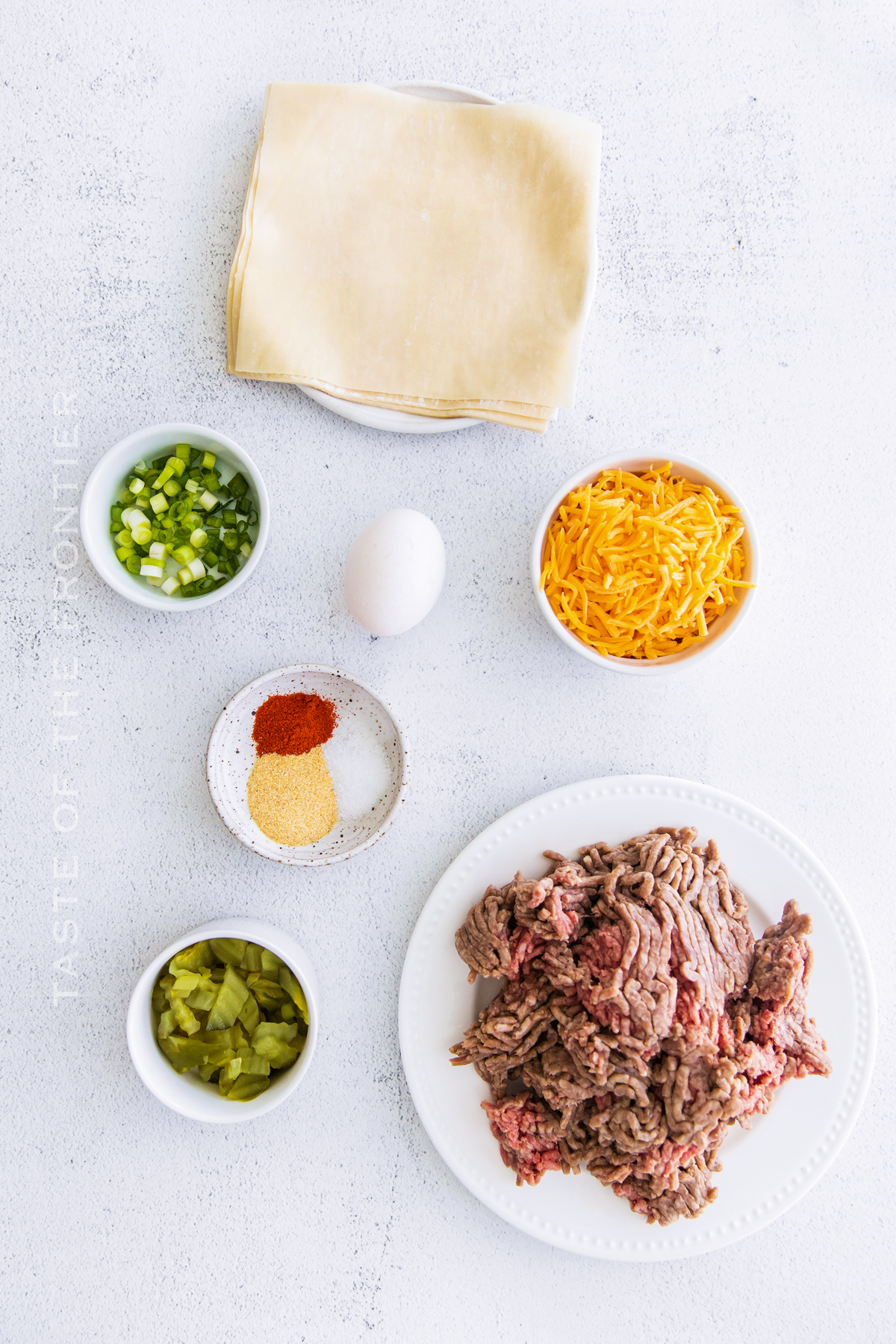 ingredients for Air Fryer Cheeseburger Egg Rolls