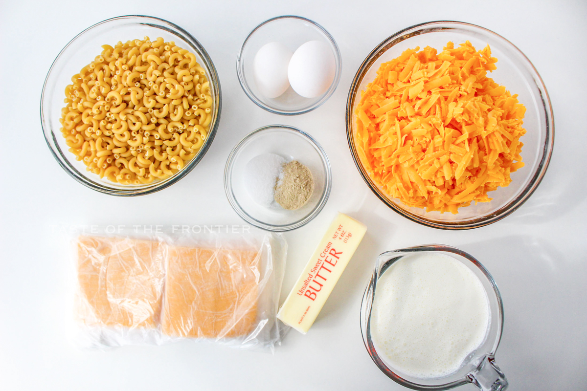 Ingredients for Baked Mac and Cheese