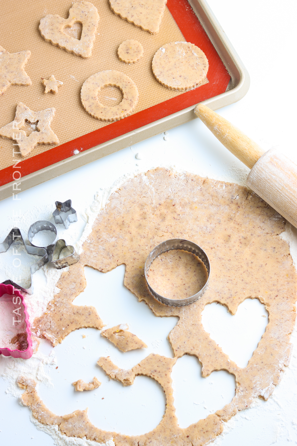 cutting out the cookie dough