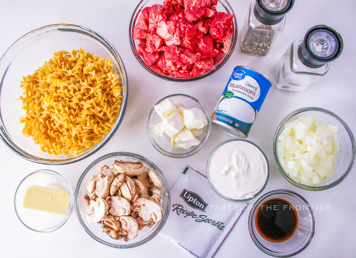 ingredients for Slow Cooker Beef Stroganoff