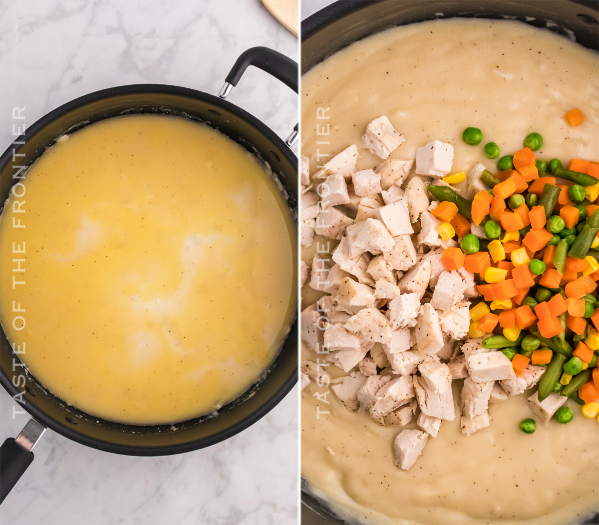 making pot pie filling