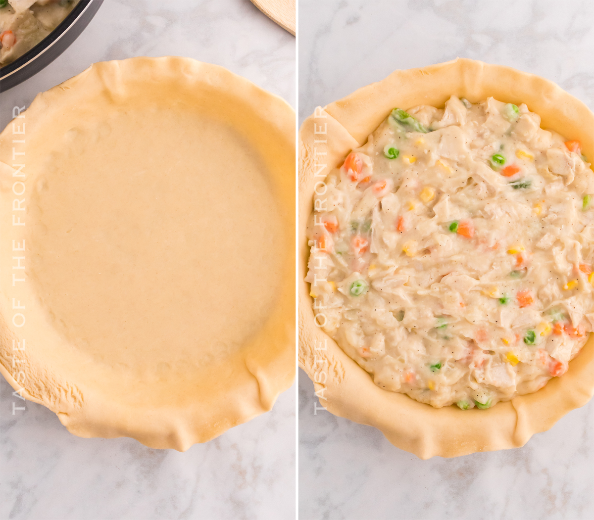 adding the filling to the crust