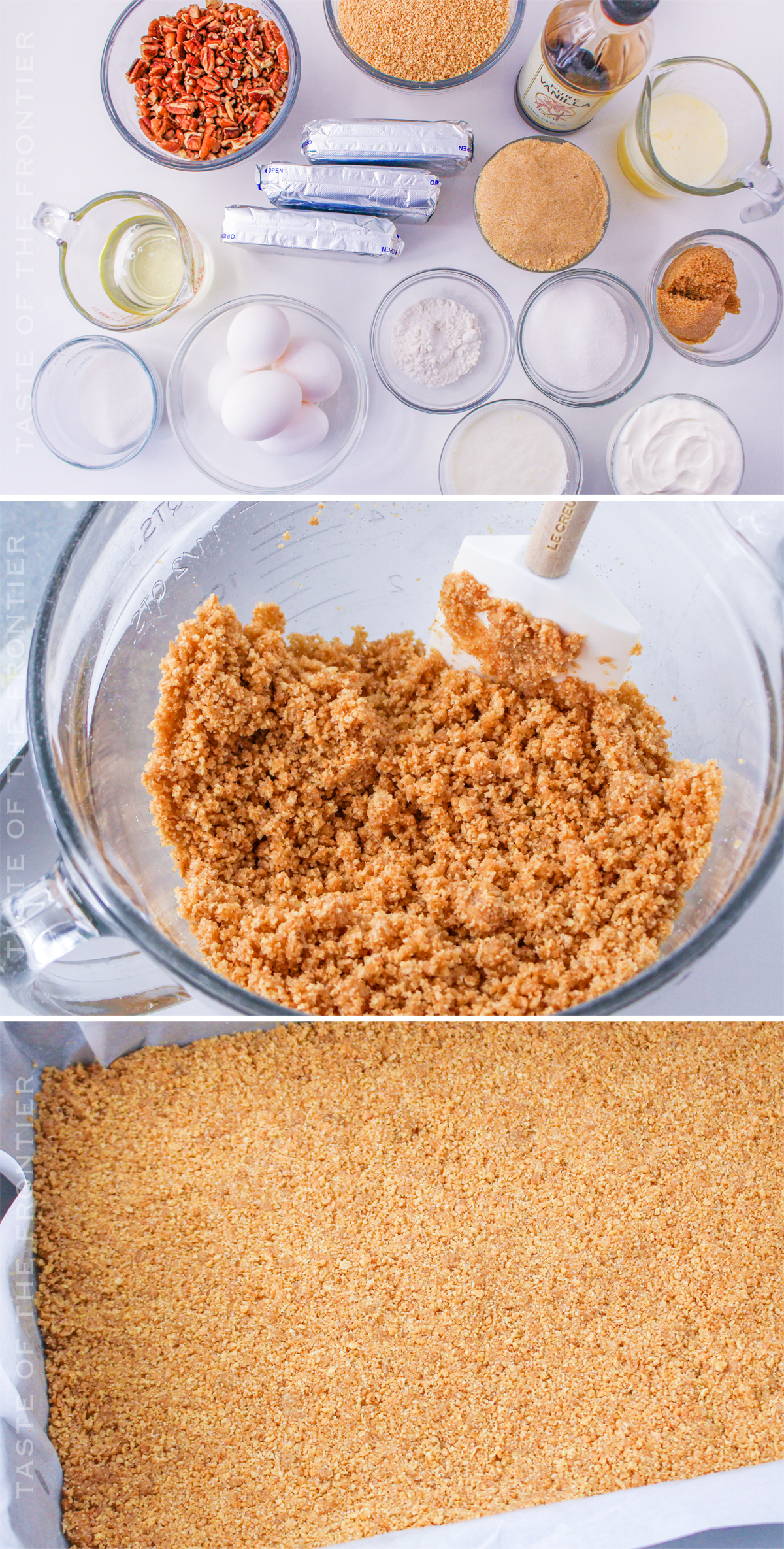 Ingredients for Pecan Pie Cheesecake Bars