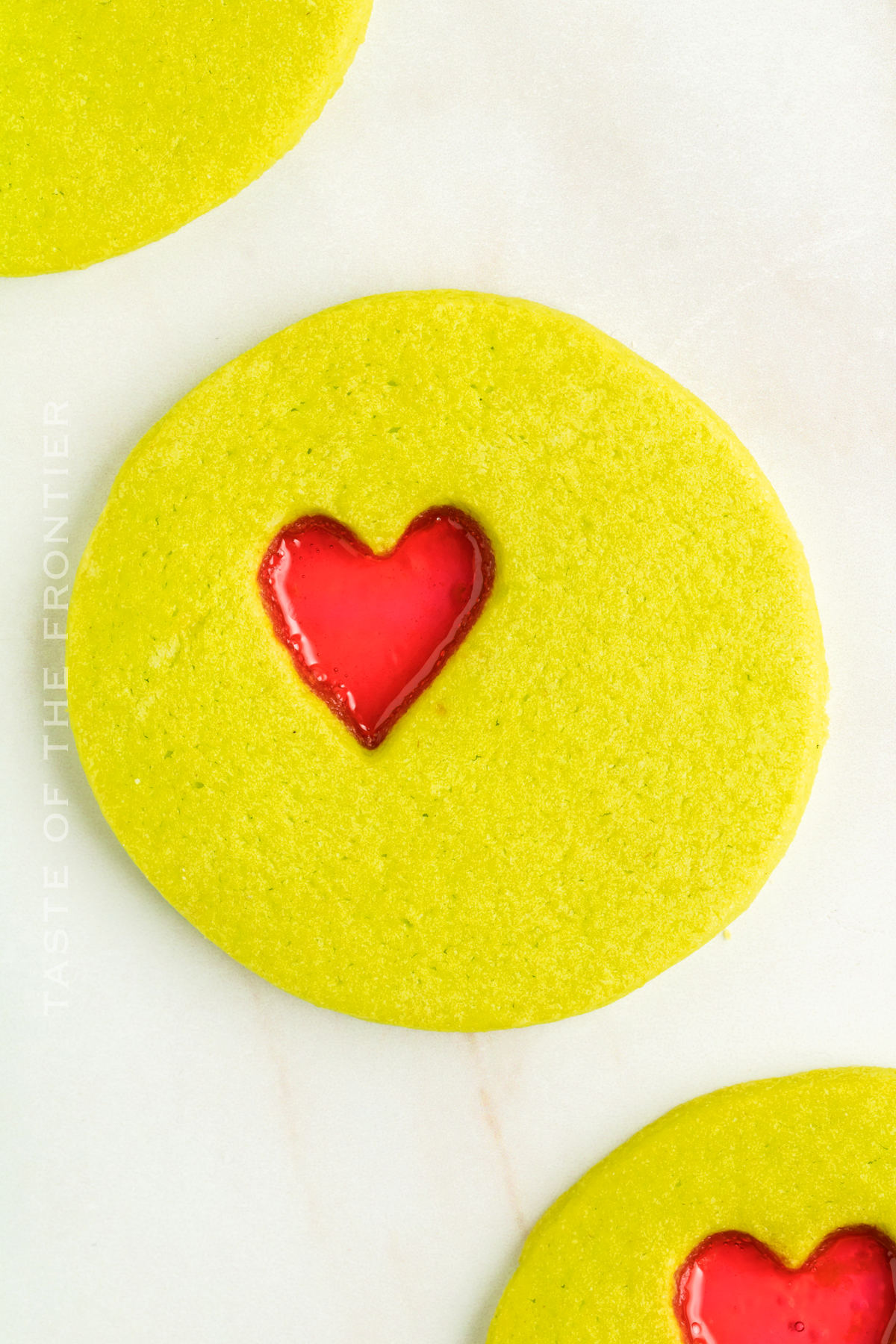 green cookies with red heart