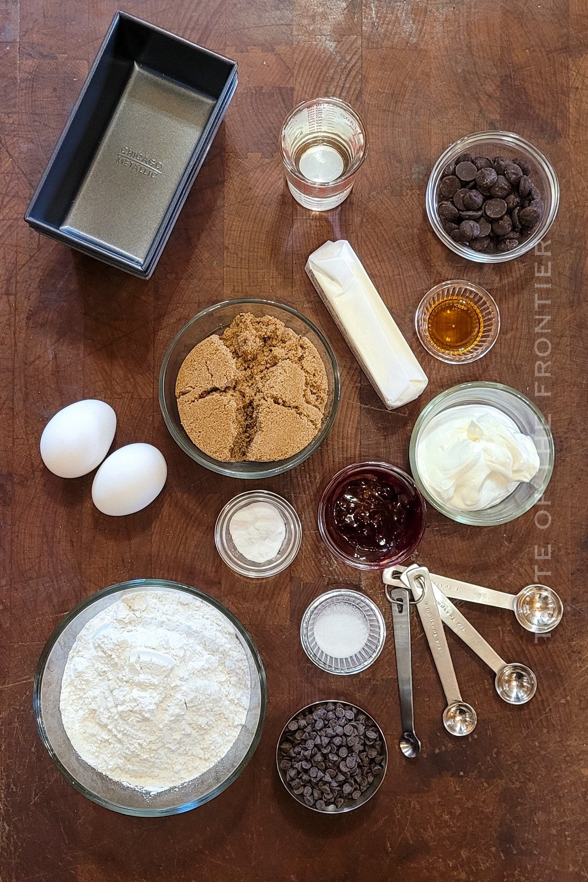 Ingredients for Chocolate Chip Red Velvet Mini Loaves