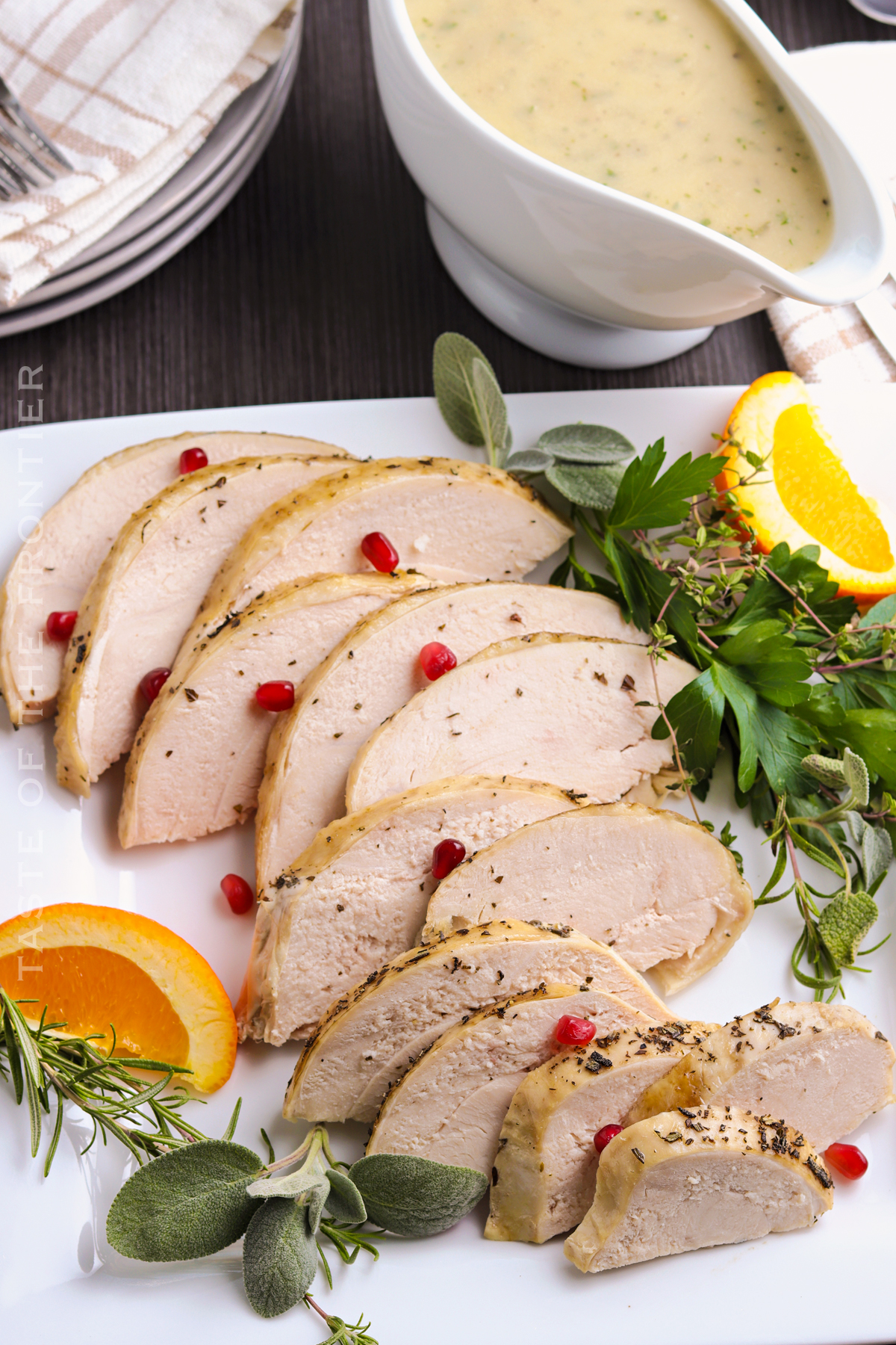 Sliced turkey for holiday meal