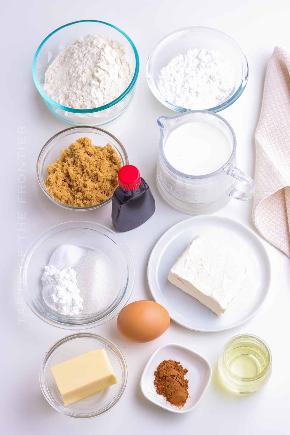 ingredients for Cinnamon Roll Pancakes