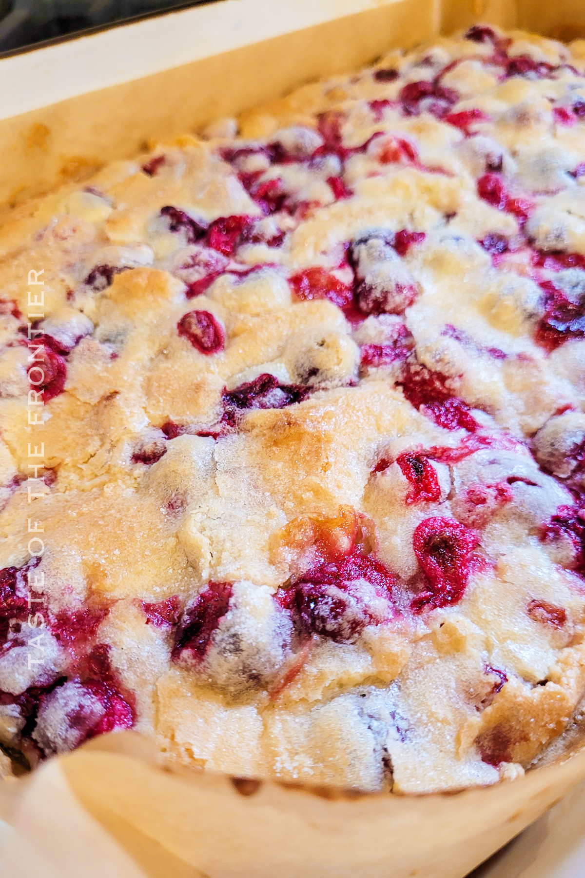 baked cake with cranberries