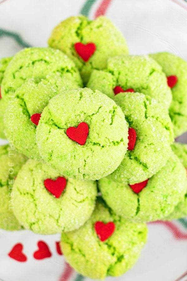 Grinch Crinkle Cookies