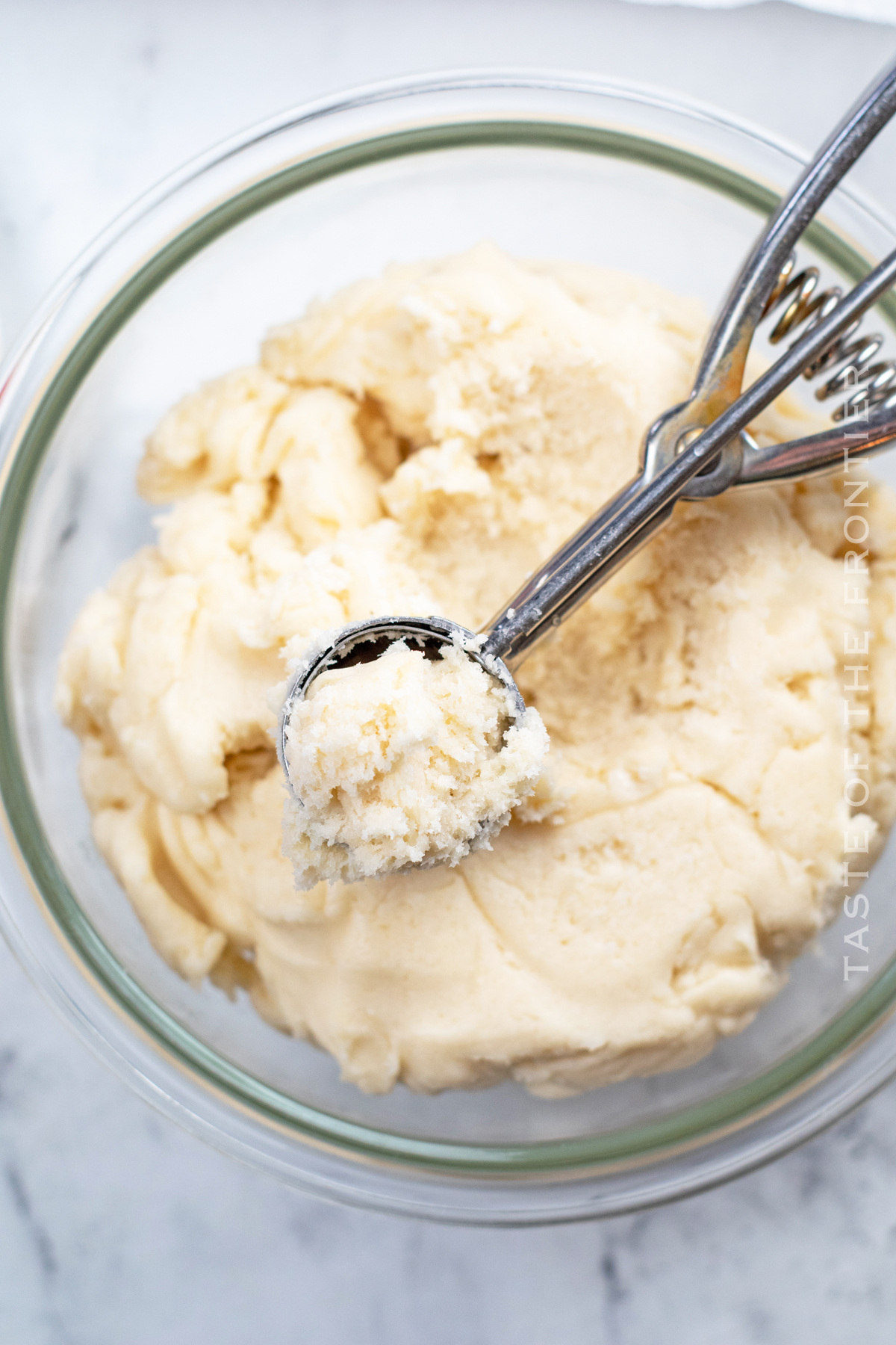 scooping the truffle mixture