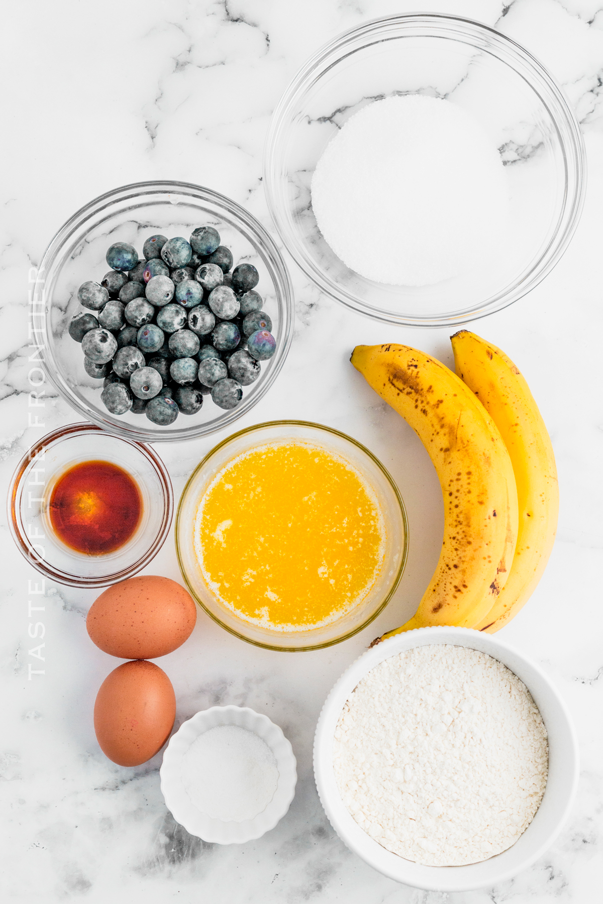 ingredients for Banana Blueberry Bread