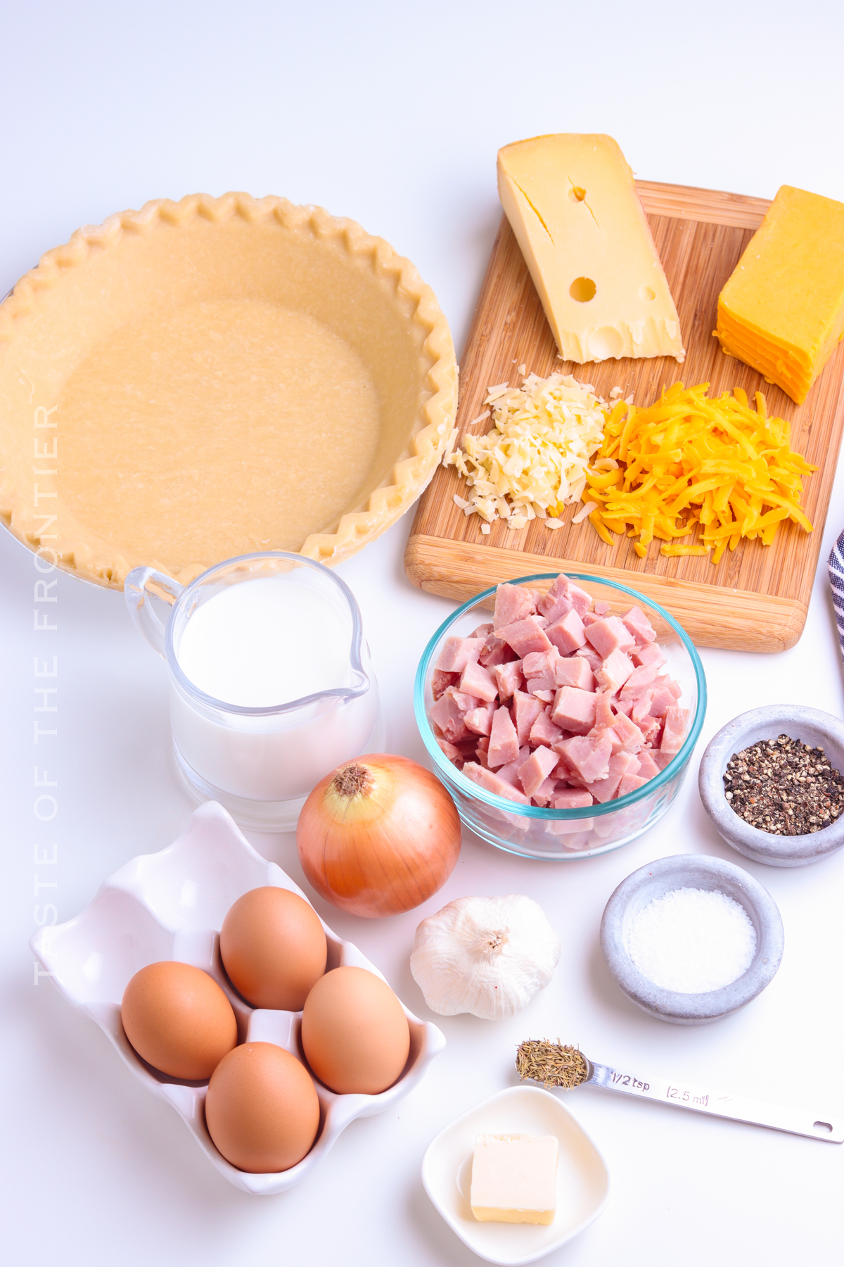 ingredients for Ham and Cheese Quiche
