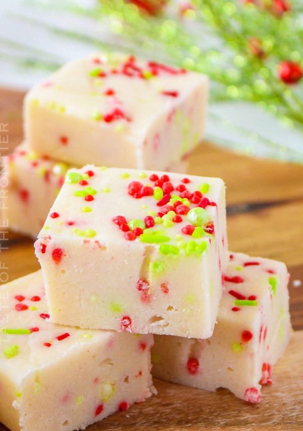 holiday fudge with sprinkles