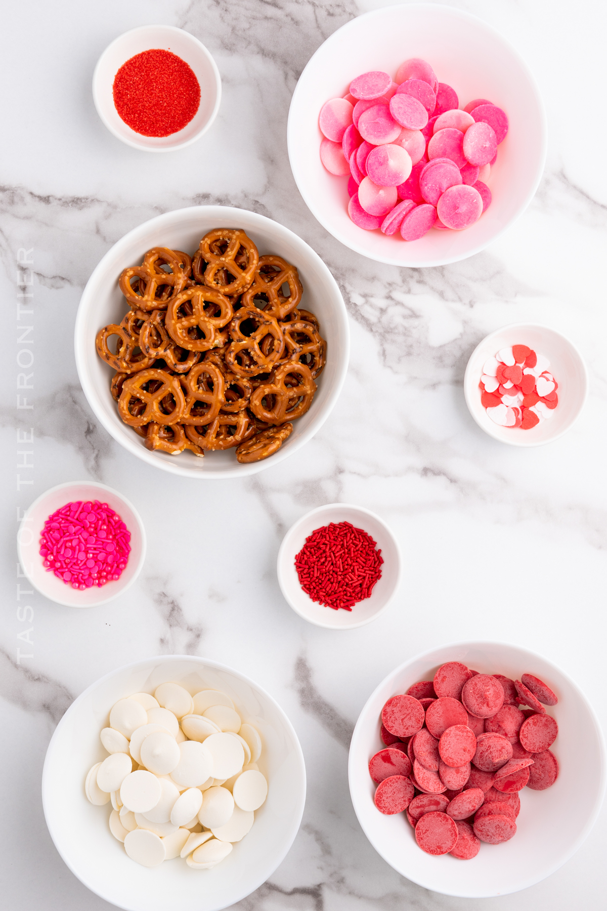 ingredients for Valentine’s Day Pretzels