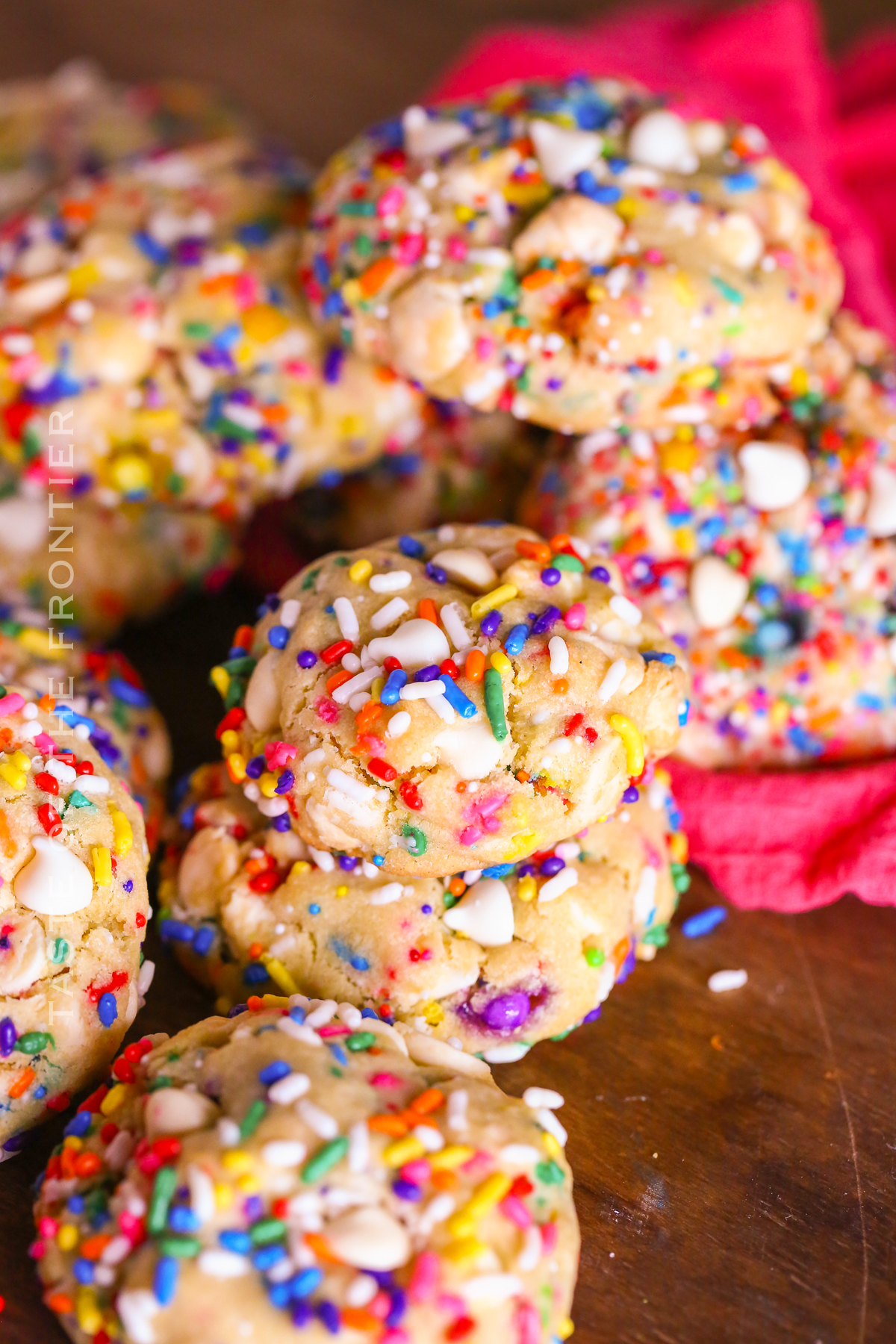 thick and chewy cookies with rainbow sprinkles