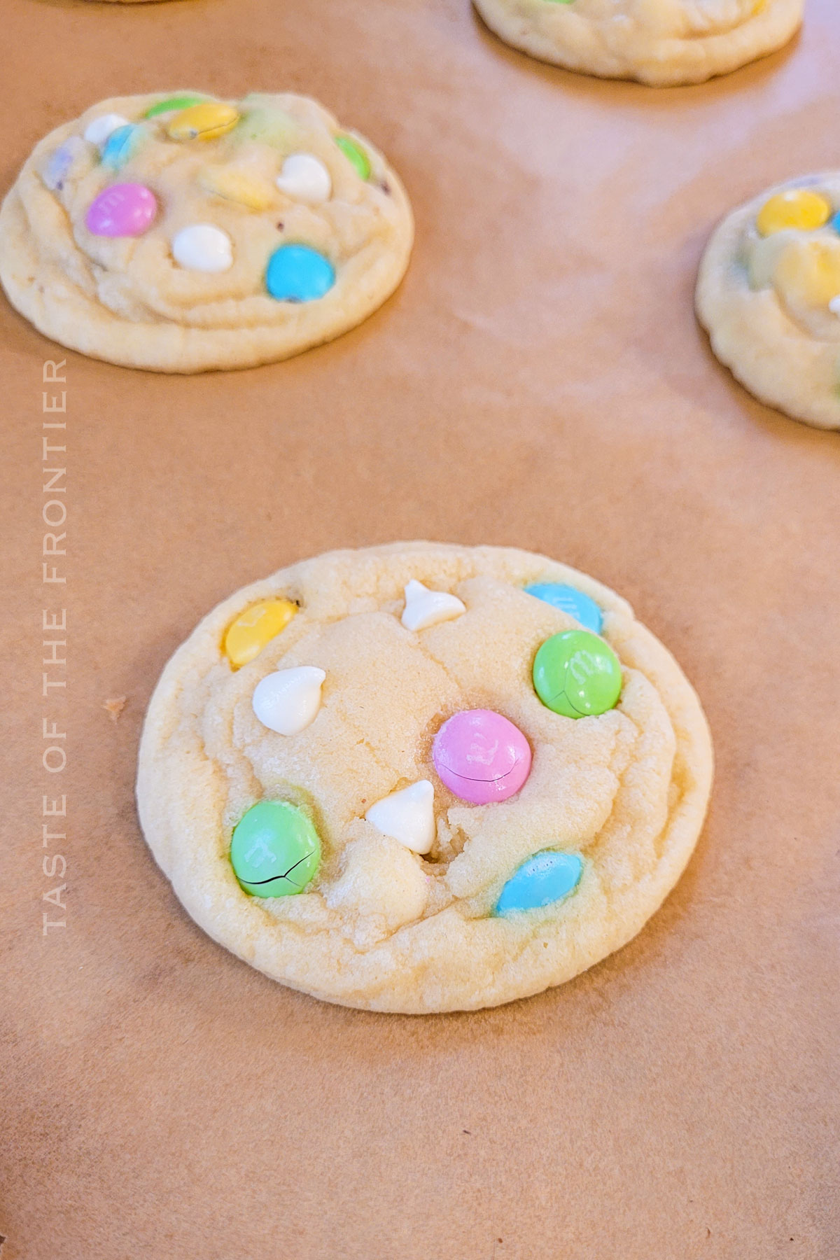 baked cookies with M&M's