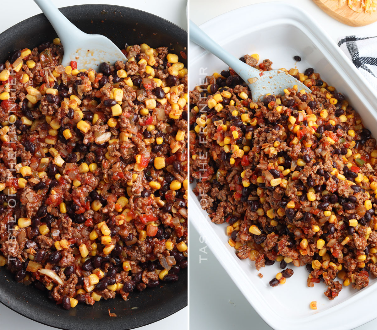 assembling the beef and sauce mixture