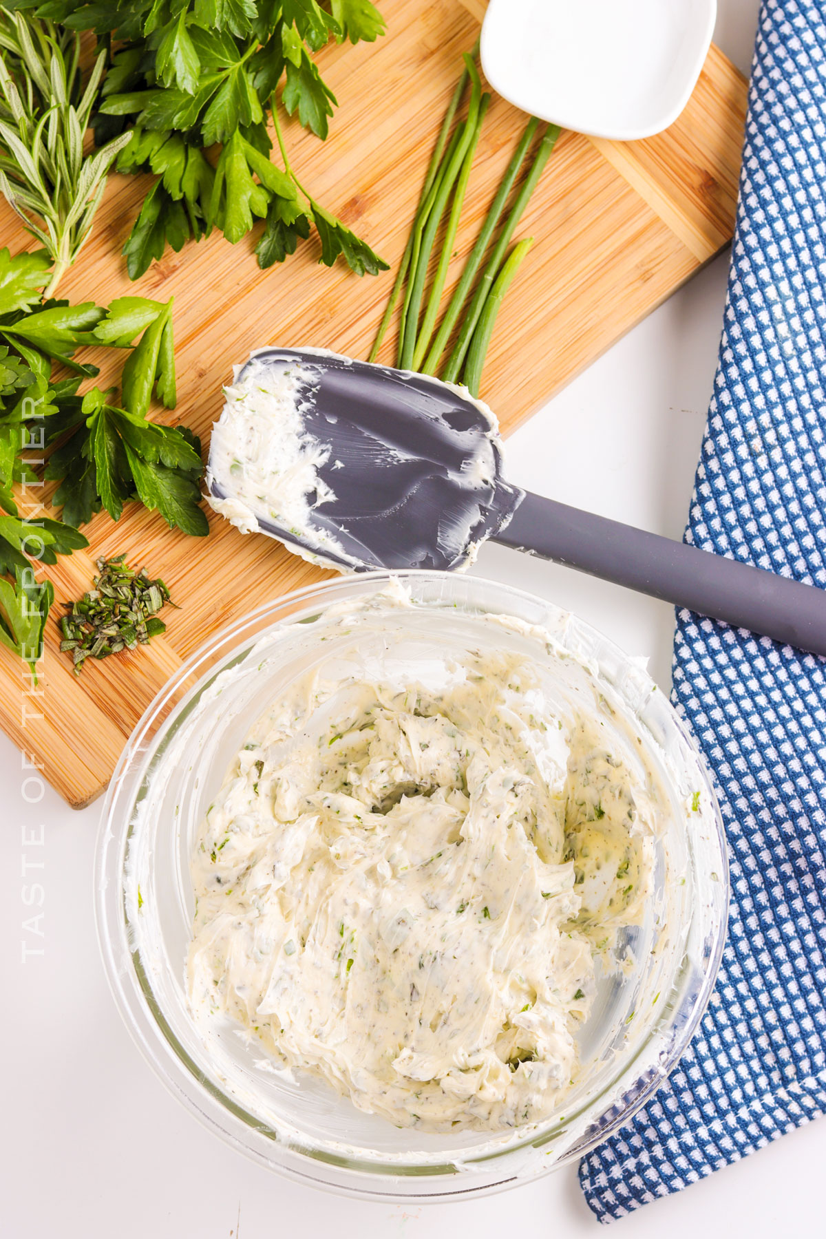 blending the butter with seasonings