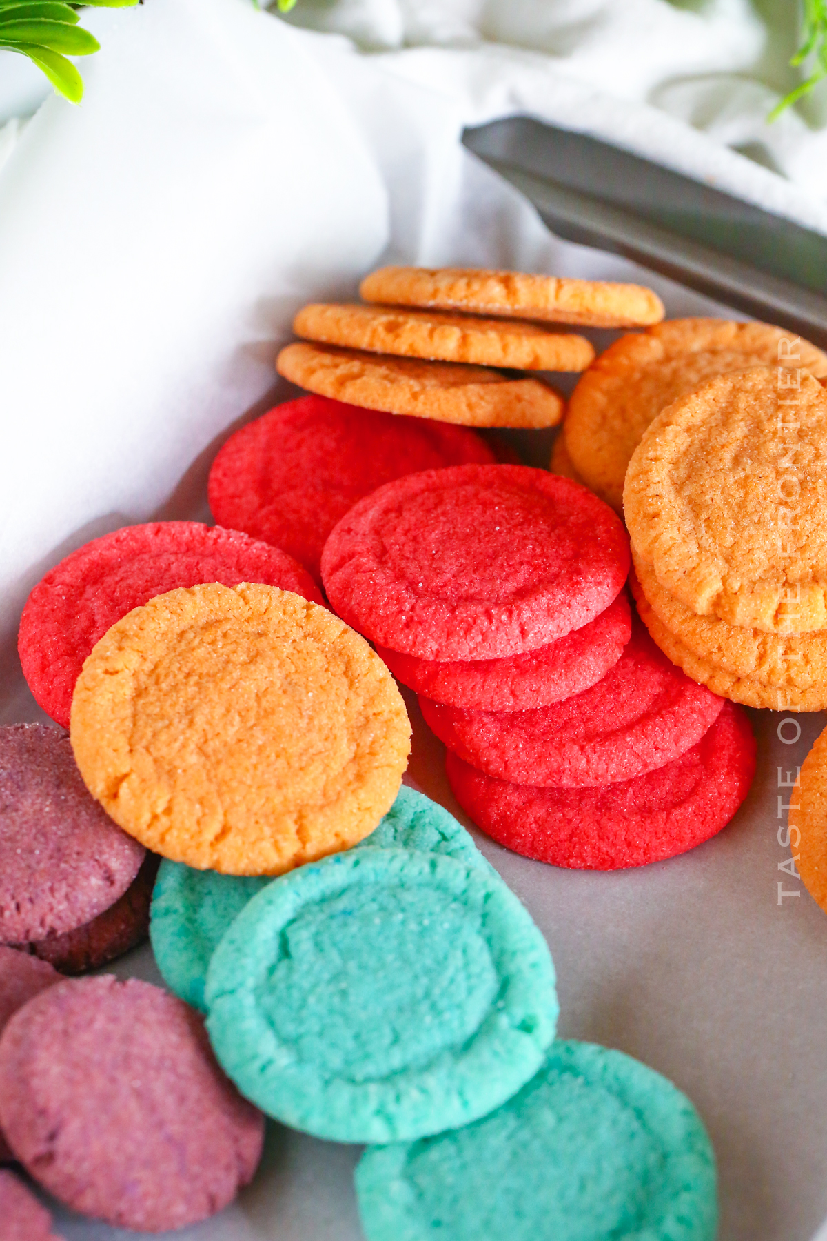 Rainbow colored cookies