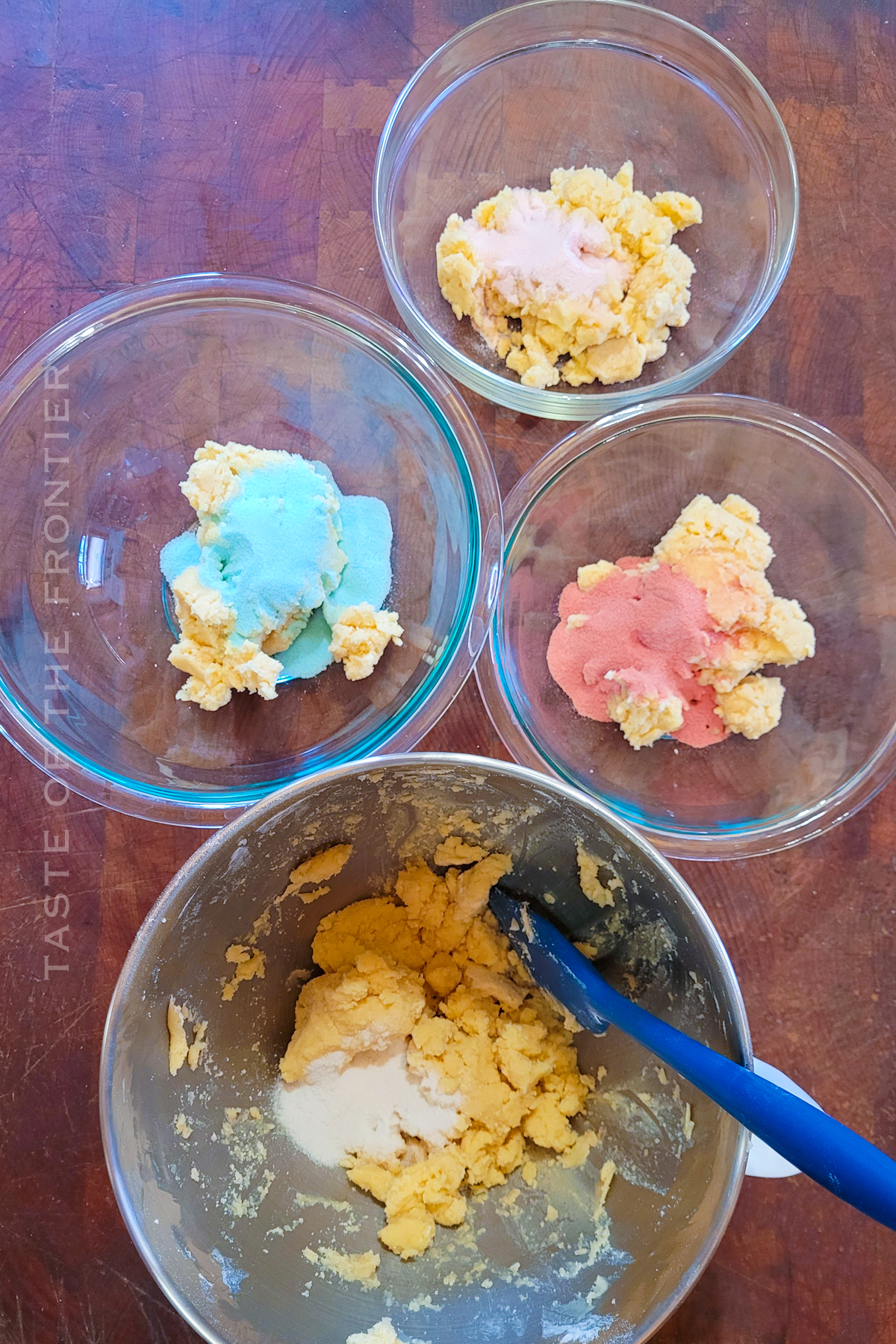 tinting the dough with gelatin powder