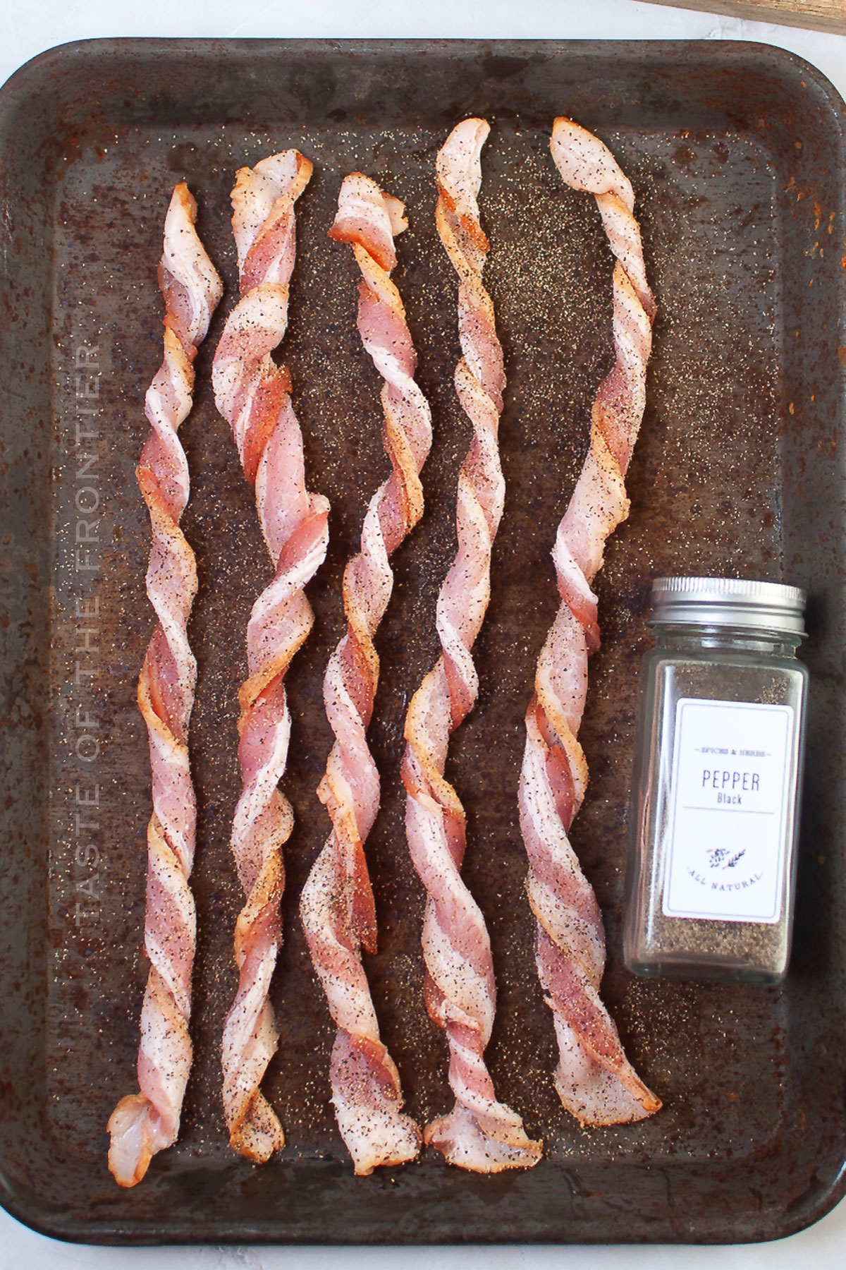 bacon seasoned with pepper