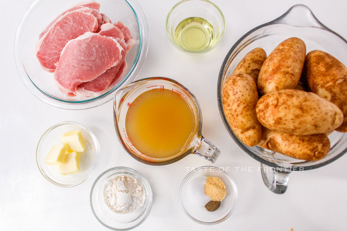 ingredients for Pork Chops with Scalloped Potatoes