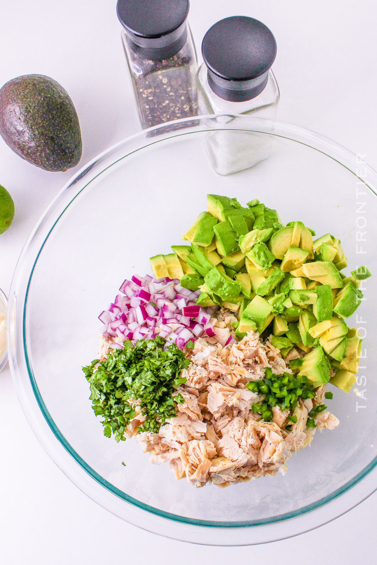 Making cold side salad with Mayo