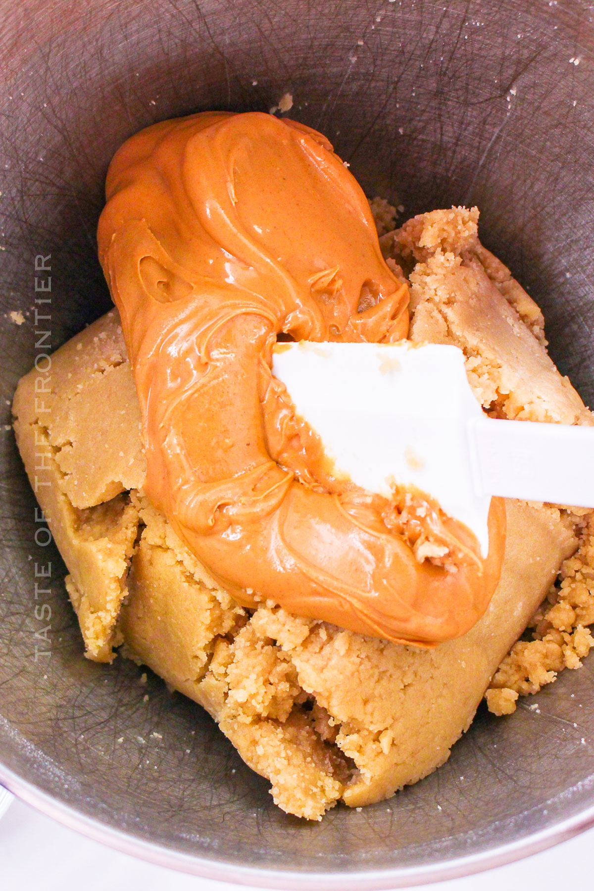 adding peanut butter to the batter