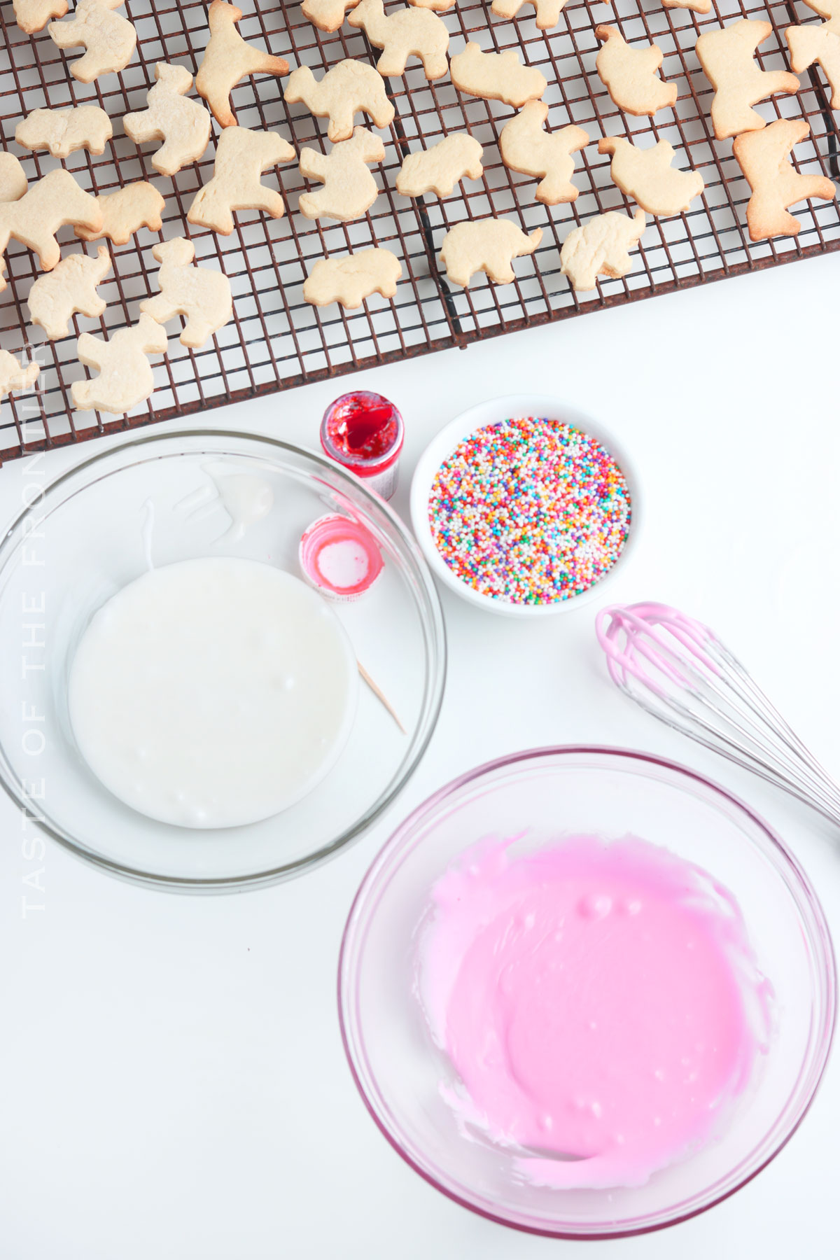 pink and white icing