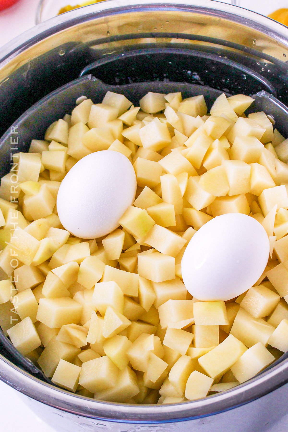cooking eggs and potatoes in the pressure cooker