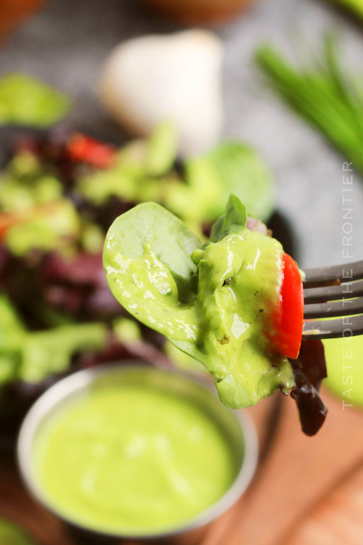 Green Dressing on salad