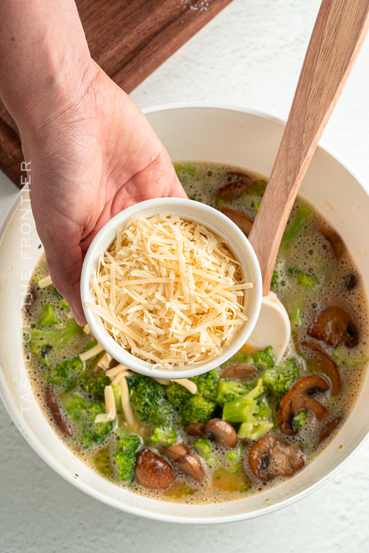 cheese egg mushrooms broccoli