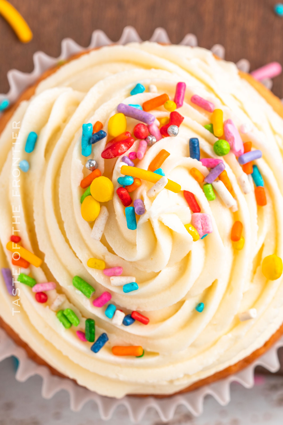 decorated cupcake with sprinkles
