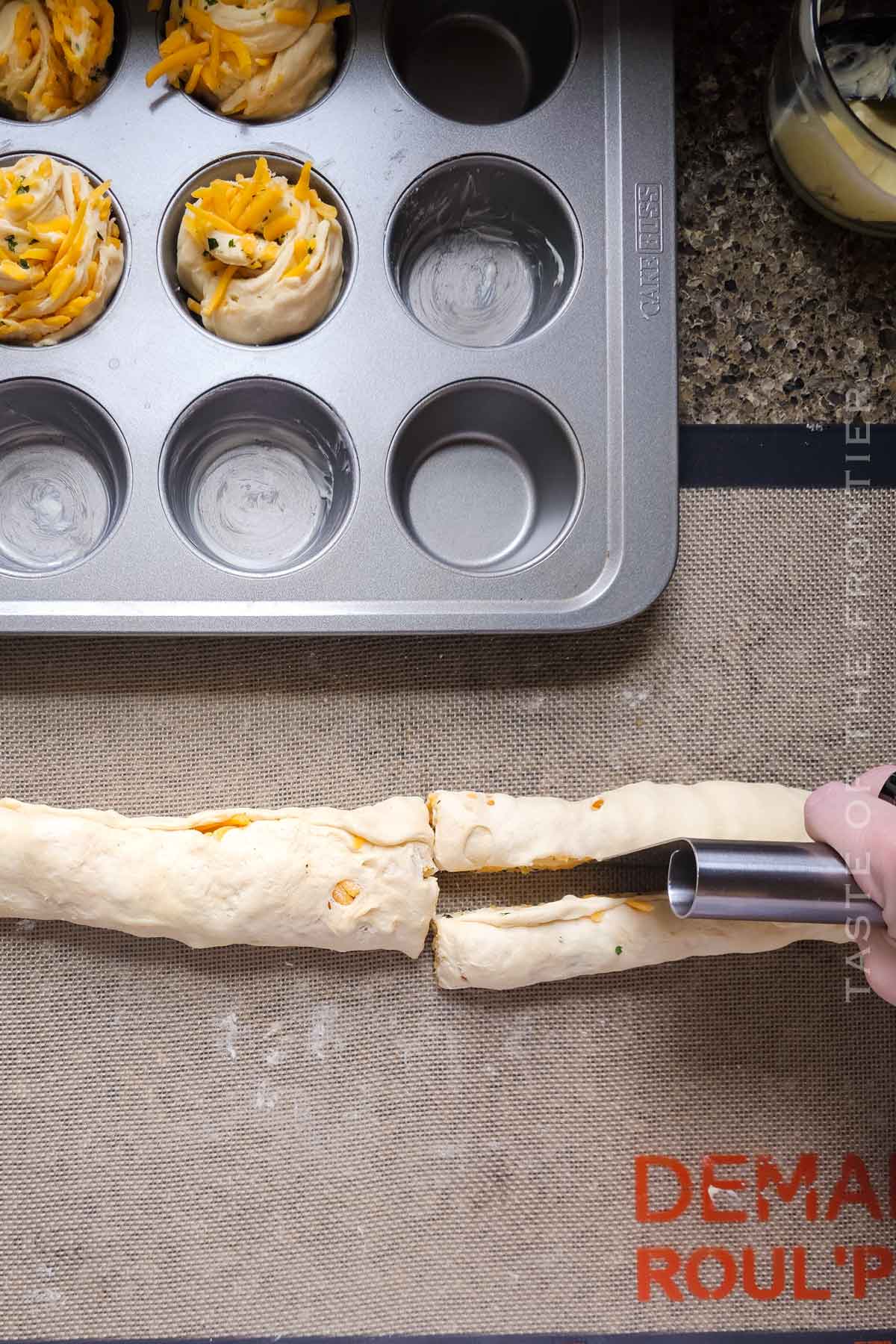 cutting the dough