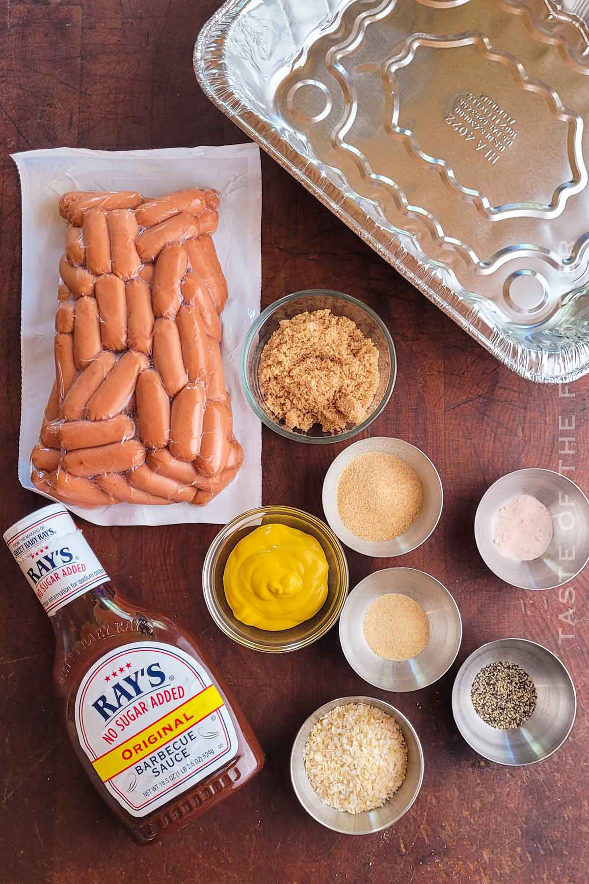 ingredients to make Smoked Little Smokies in BBQ sauce