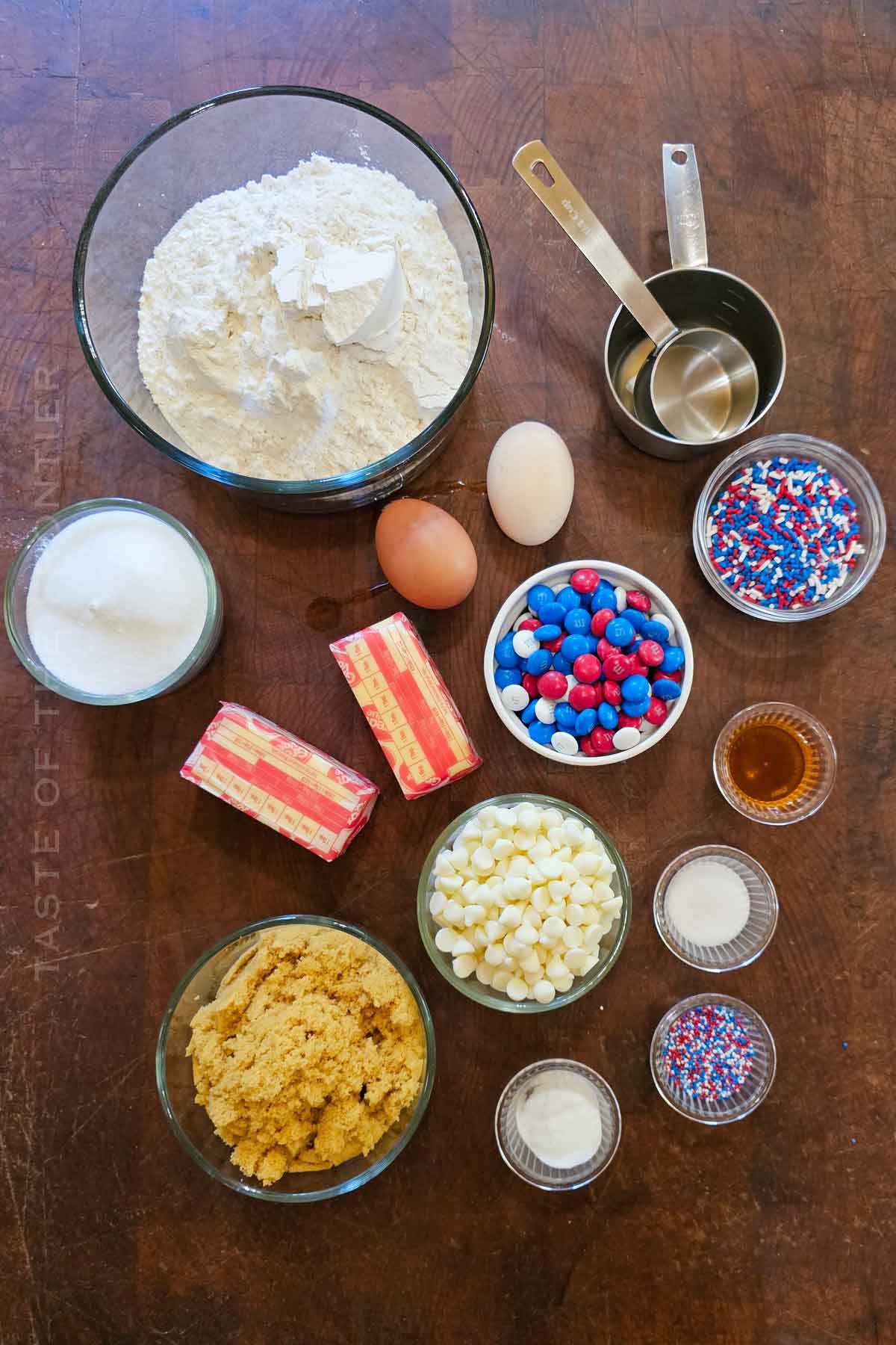 4th of July Cookie ingredients