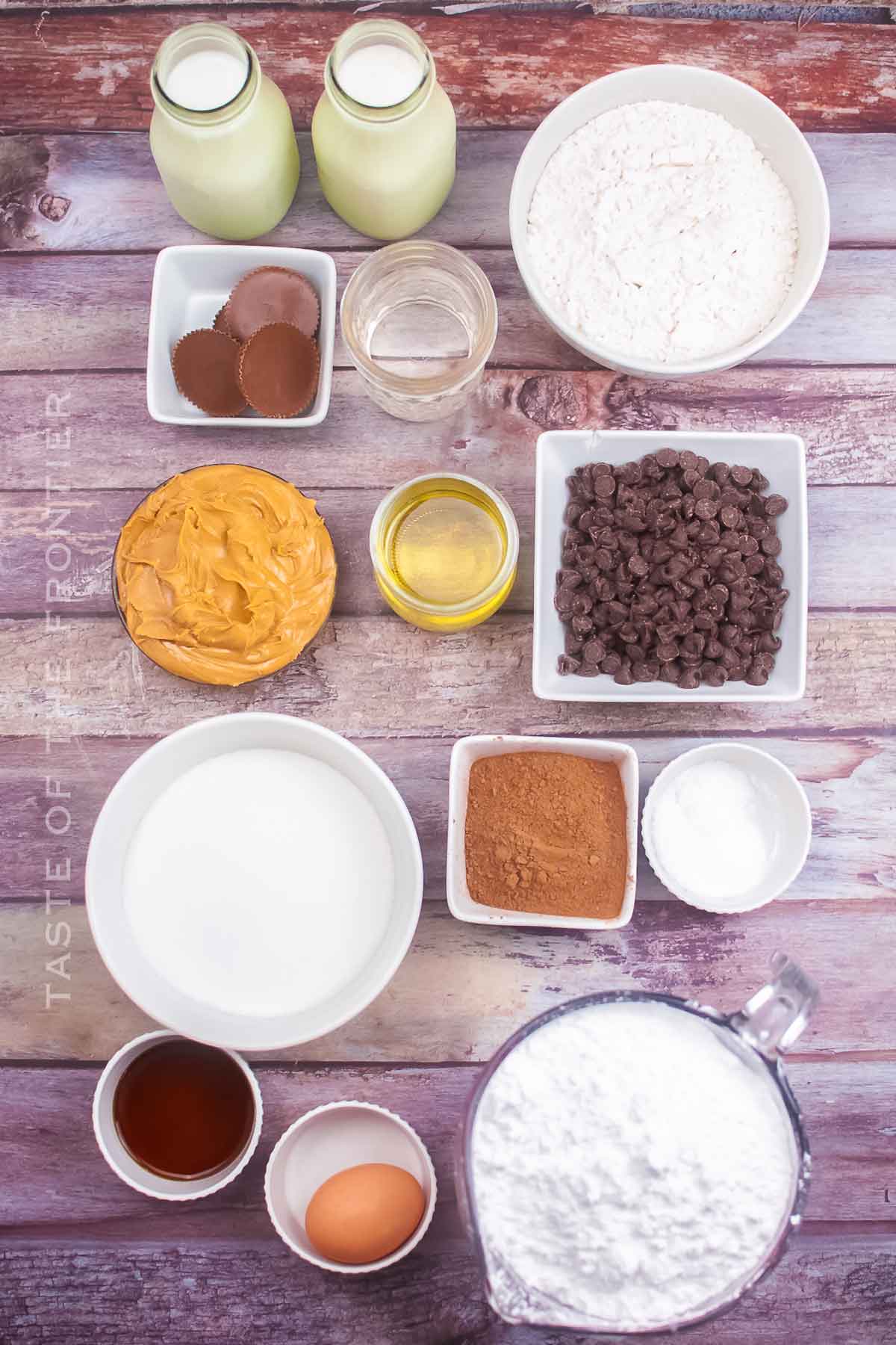 Chocolate Cake with Peanut Butter Frosting ingredients