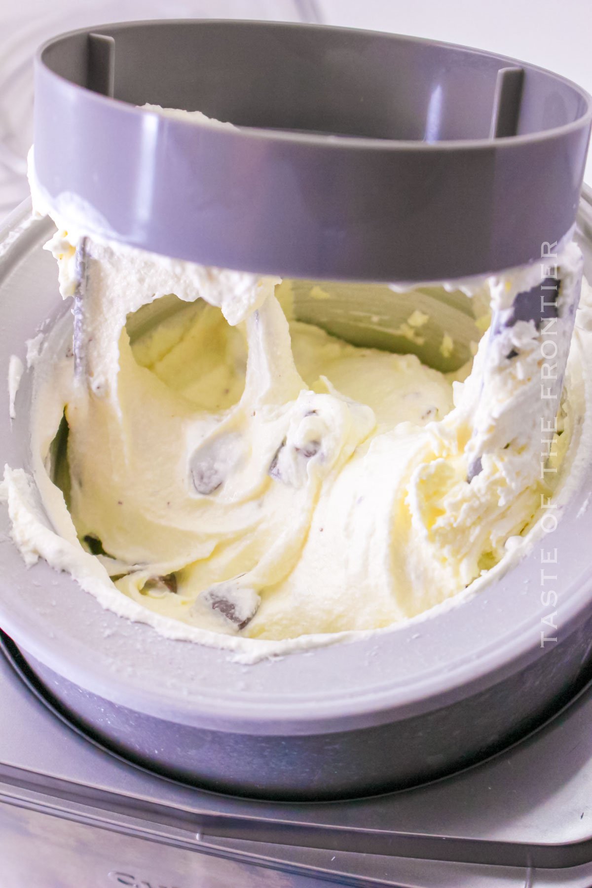 churning homemade ice cream