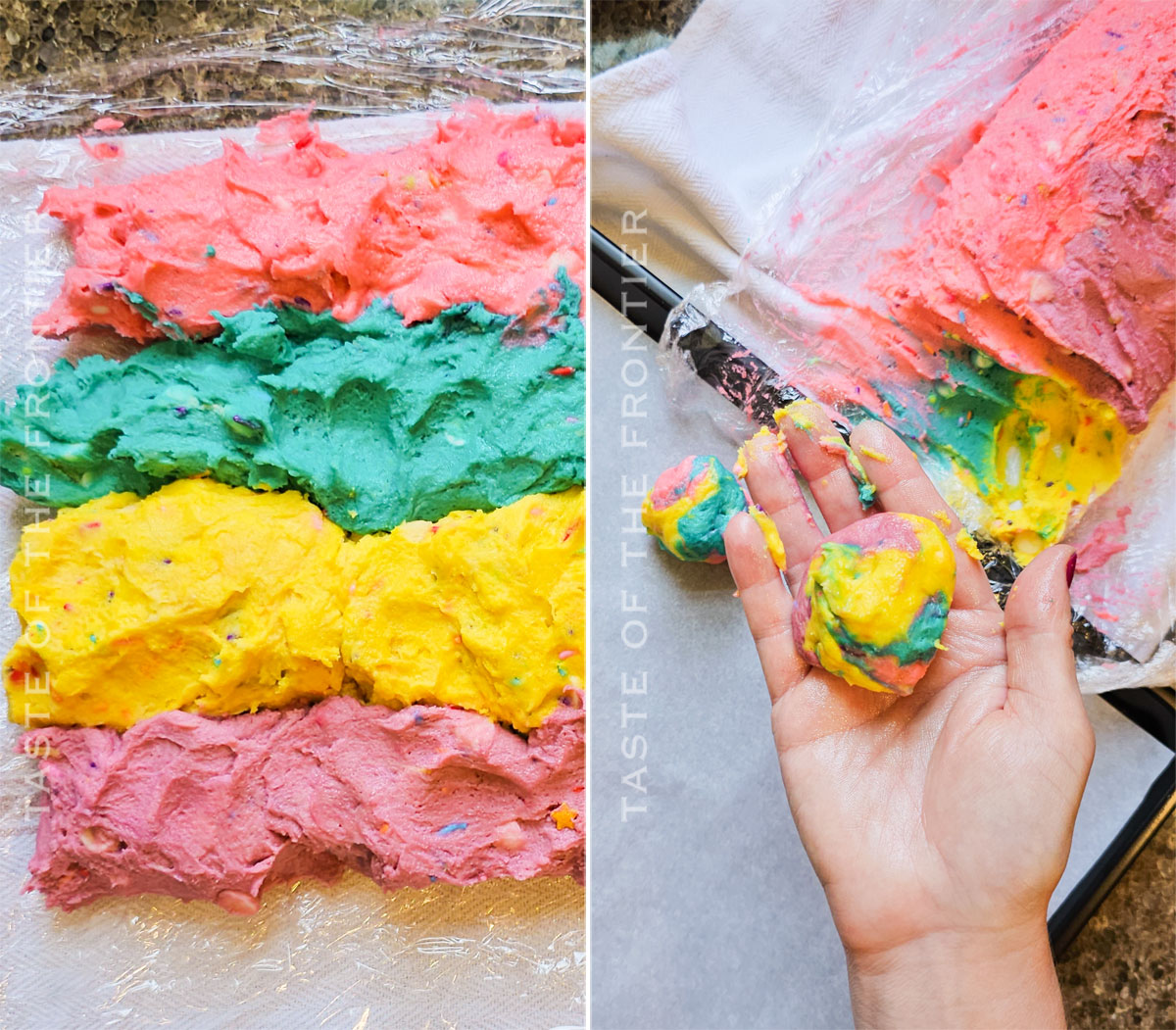 creating a marbled color cookie