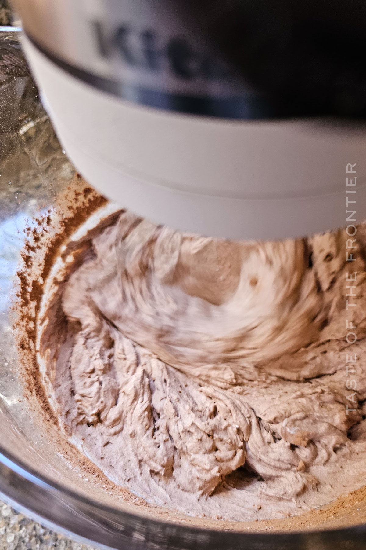 whipping the heavy cream with chocolate