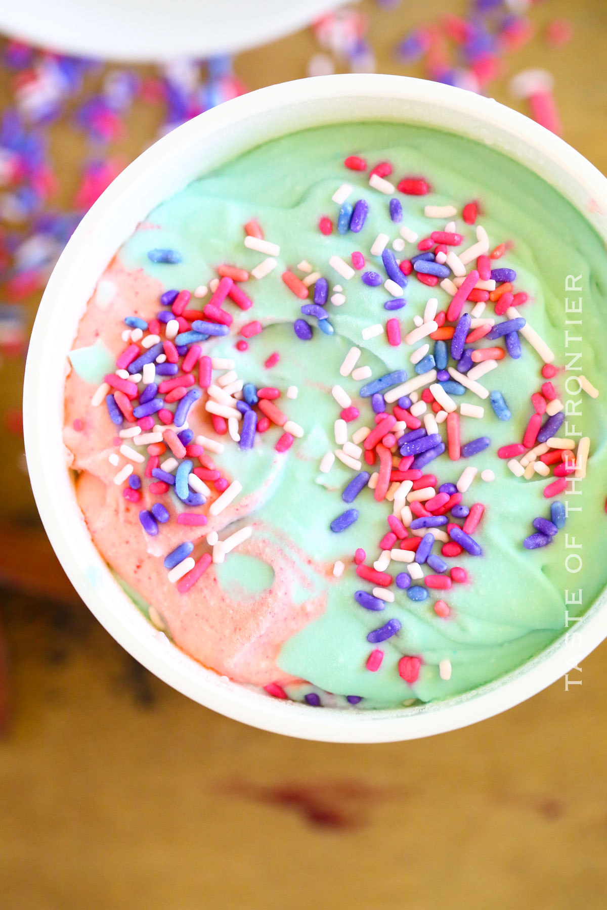 frozen pink and blue ice cream