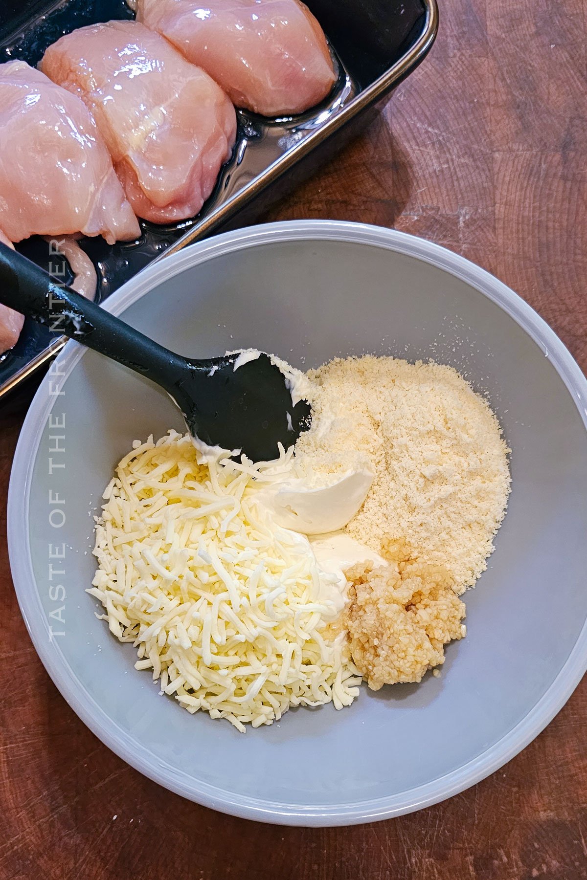 making the cheese topping