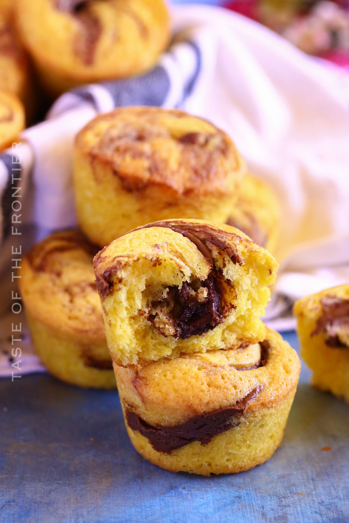 hazelnut spread inside the muffins